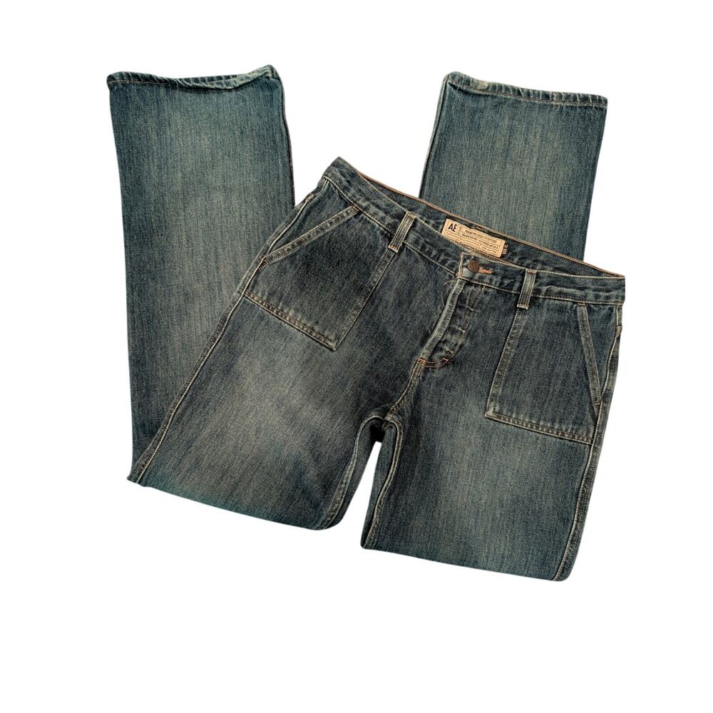 American Eagle Women Jeans, Vtg 100% Cotton Button Fly Straight Jeans, Sz 12/W32
